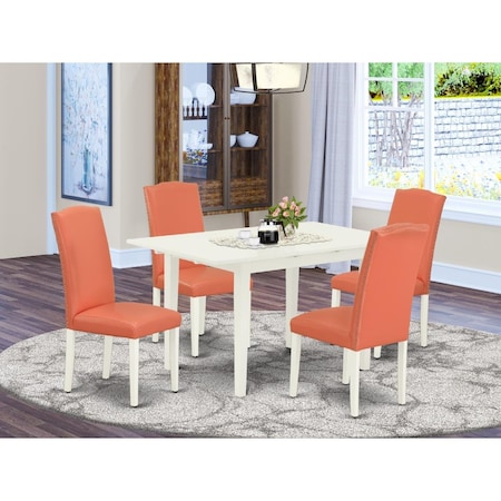 East West Furniture 5 Piece Norfolk Rectangle Dinette Set - Linen White NOEN5-LWH-78